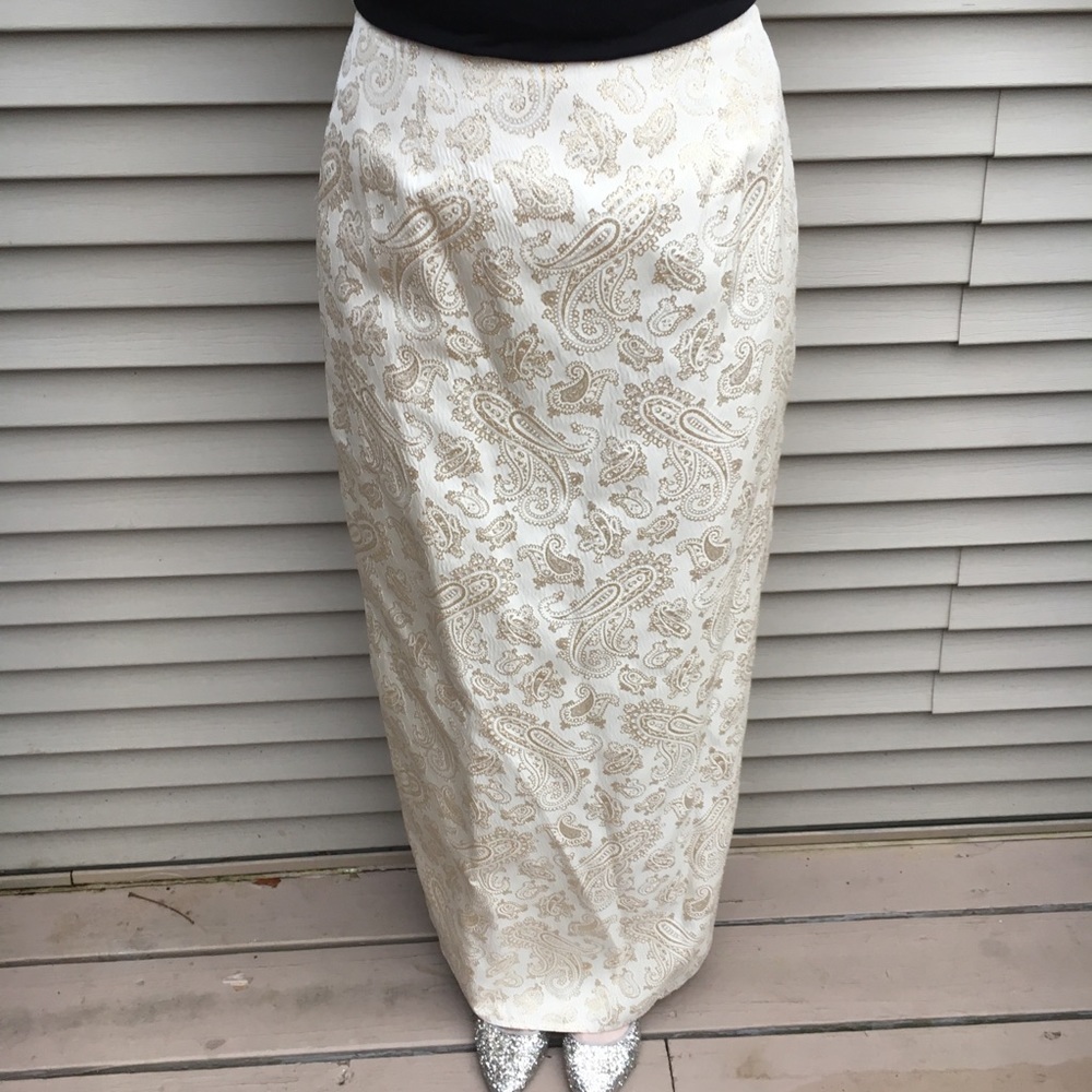 NWT Lawrence Kurtz gold-cream elegant maxi skirt